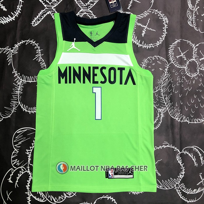 Maillot Minnesota Timberwolves Anthony Edwards Towns NO 1 Statement 2020-21 Vert